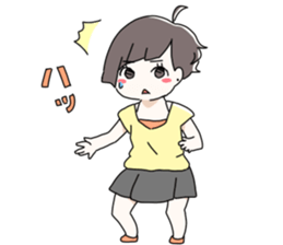 Short hair of women of stamp sticker #11824292