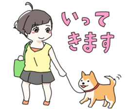 Short hair of women of stamp sticker #11824294