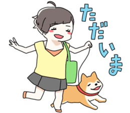 Short hair of women of stamp sticker #11824296