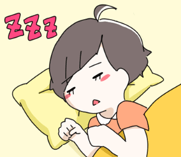 Short hair of women of stamp sticker #11824297