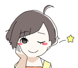 Short hair of women of stamp sticker #11824298