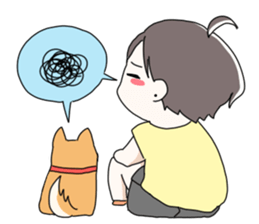 Short hair of women of stamp sticker #11824301