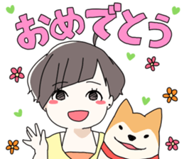 Short hair of women of stamp sticker #11824302