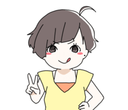 Short hair of women of stamp sticker #11824303