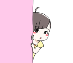 Short hair of women of stamp sticker #11824305