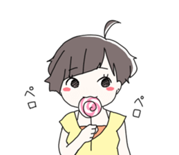 Short hair of women of stamp sticker #11824308