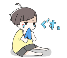 Short hair of women of stamp sticker #11824309