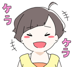 Short hair of women of stamp sticker #11824311