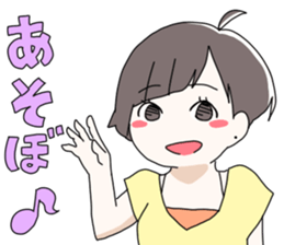 Short hair of women of stamp sticker #11824314