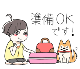 Short hair of women of stamp sticker #11824315