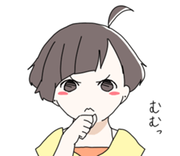 Short hair of women of stamp sticker #11824318