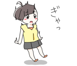 Short hair of women of stamp sticker #11824319