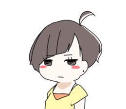 Short hair of women of stamp sticker #11824320