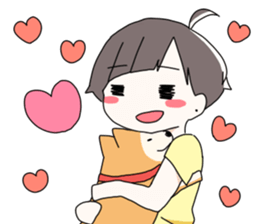 Short hair of women of stamp sticker #11824323