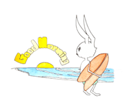 Surfin Rabbit and Wolf sticker #11836122