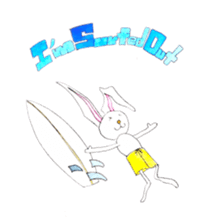 Surfin Rabbit and Wolf sticker #11836125
