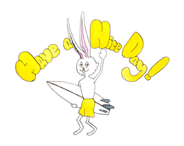 Surfin Rabbit and Wolf sticker #11836129
