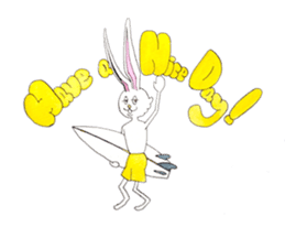 Surfin Rabbit and Wolf sticker #11836129