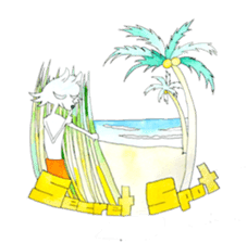 Surfin Rabbit and Wolf sticker #11836131