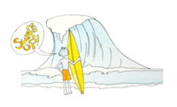 Surfin Rabbit and Wolf sticker #11836132