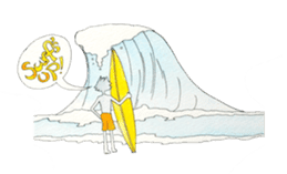 Surfin Rabbit and Wolf sticker #11836132