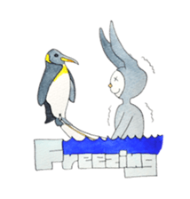 Surfin Rabbit and Wolf sticker #11836134