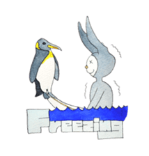 Surfin Rabbit and Wolf sticker #11836134