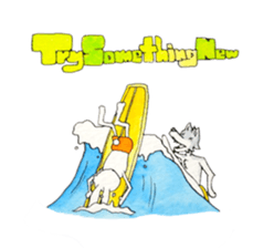 Surfin Rabbit and Wolf sticker #11836138
