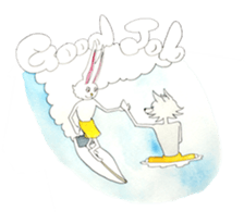 Surfin Rabbit and Wolf sticker #11836139
