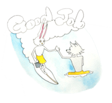 Surfin Rabbit and Wolf sticker #11836139
