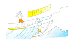 Surfin Rabbit and Wolf sticker #11836140