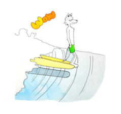 Surfin Rabbit and Wolf sticker #11836143