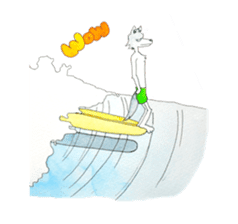 Surfin Rabbit and Wolf sticker #11836143