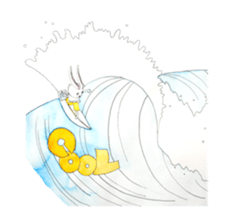 Surfin Rabbit and Wolf sticker #11836145