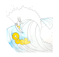 Surfin Rabbit and Wolf sticker #11836145