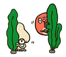 Squid and Red sea bream. sticker #11869335