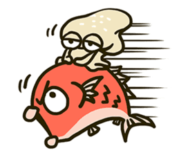 Squid and Red sea bream. sticker #11869341