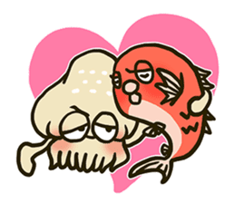 Squid and Red sea bream. sticker #11869347