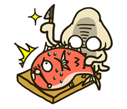 Squid and Red sea bream. sticker #11869353
