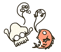 Squid and Red sea bream. sticker #11869356