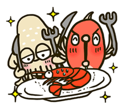 Squid and Red sea bream. sticker #11869360