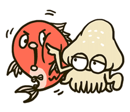 Squid and Red sea bream. sticker #11869365