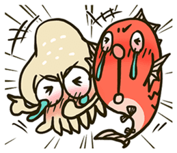 Squid and Red sea bream. sticker #11869368