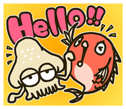 Squid and Red sea bream. sticker #11869373