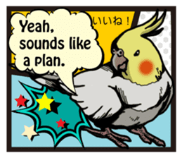 Cockatiel P-chan American comic style sticker #11879006