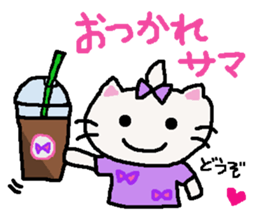 Summer of cat purple ribbon sticker #11901824