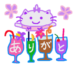 Summer of cat purple ribbon sticker #11901836