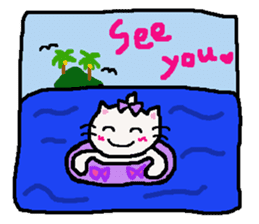 Summer of cat purple ribbon sticker #11901839