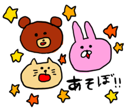 Rabbit and bear and cat. sticker #11931363