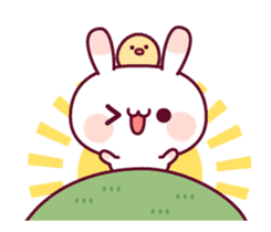 Animation of a rabbit and the chick sticker #11937606